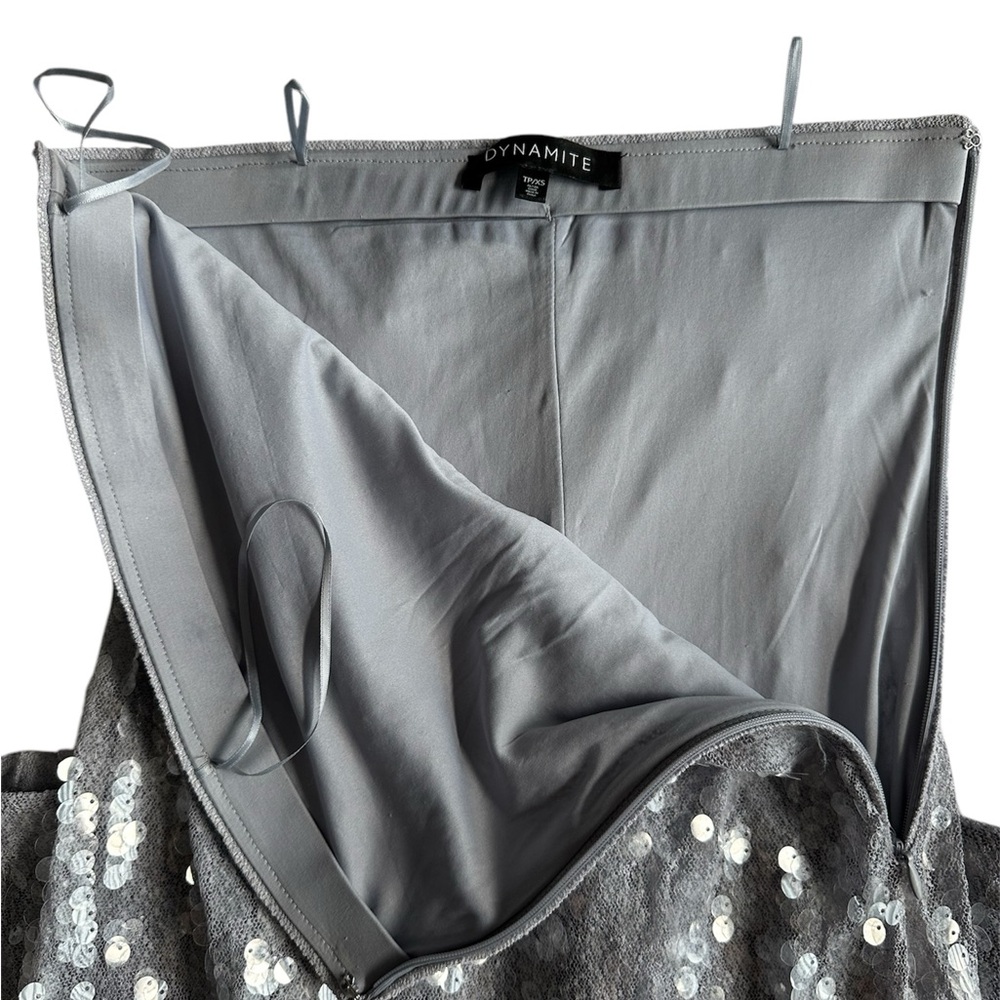 Dynamite Silver Sequin Strapless Bodycon Tube Dress Size XS - Picture 6 of 11